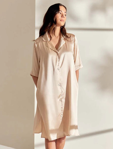 PAPINELLE AUDREY PURE SILK SHORT SLEEVE NIGHTSHIRT - 23004-15